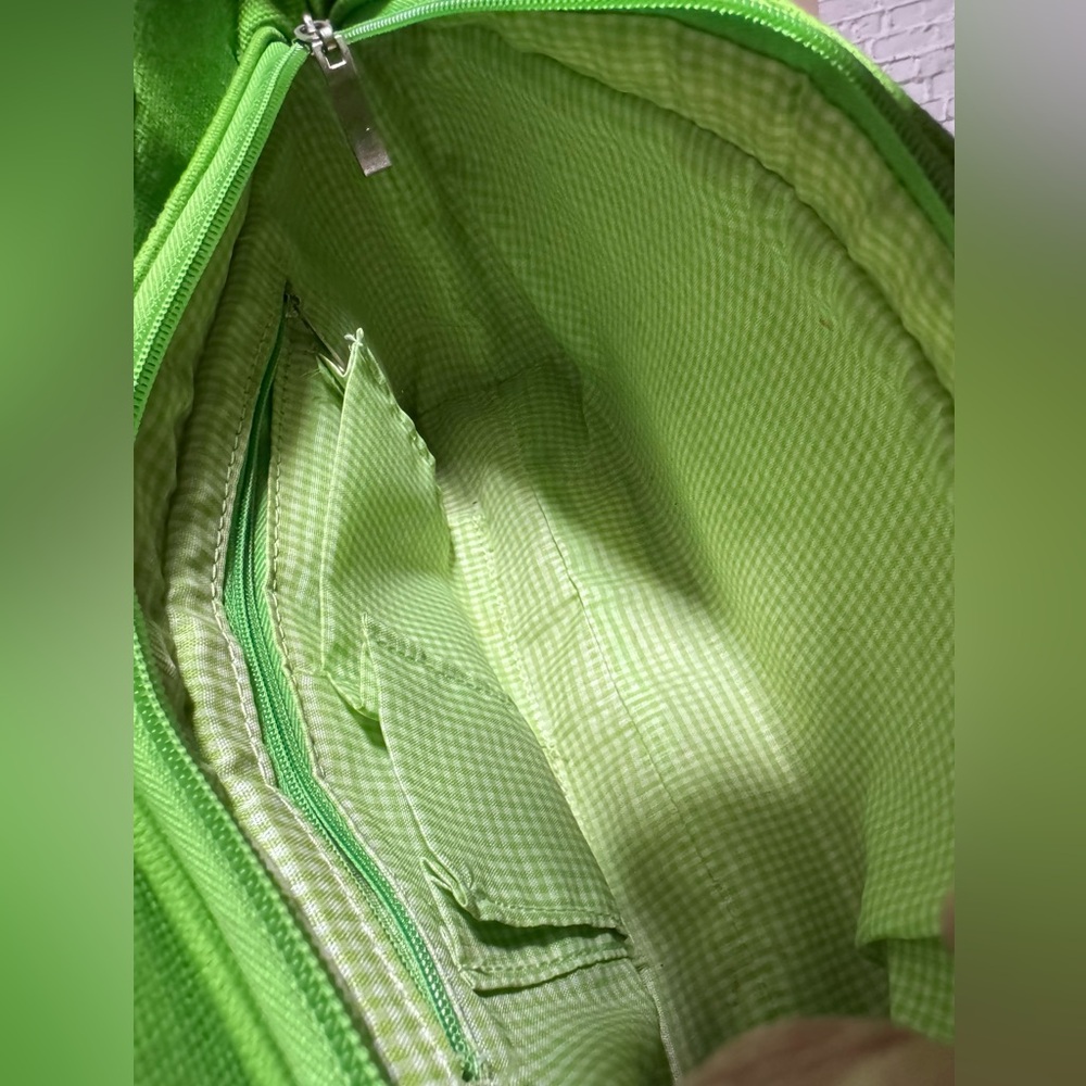 Kate Spade Green and White Floral Tote w rhinestones & Bamboo Handles - EUC Rare - Picture 13 of 16